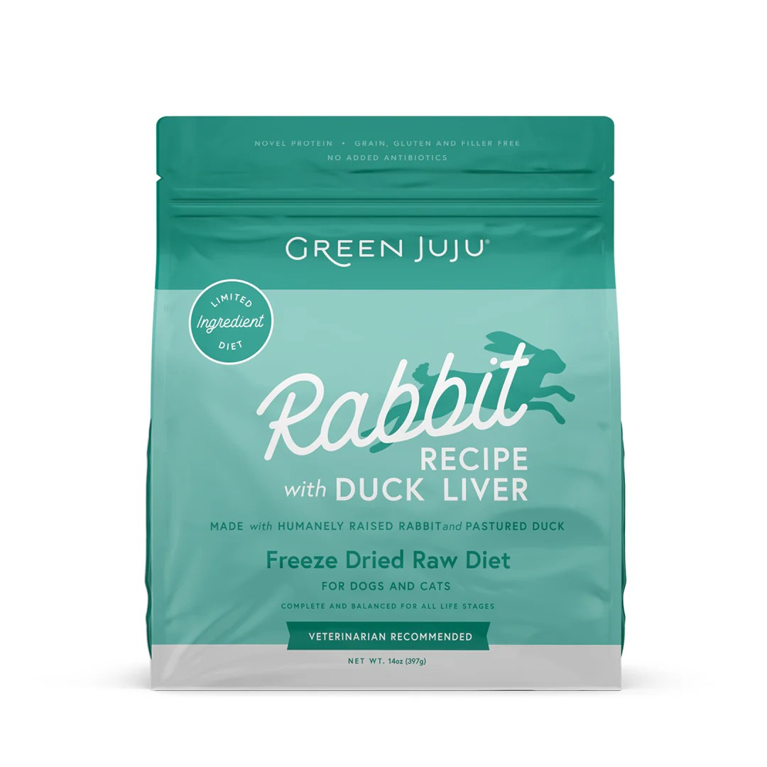 Green Juju Rabbit Recipe with Duck Liver Freeze-Dried Raw Diet For Dogs & Cats