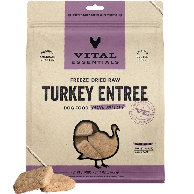 Vital Essentials Turkey Mini Patties Freeze-Dried Dog Food