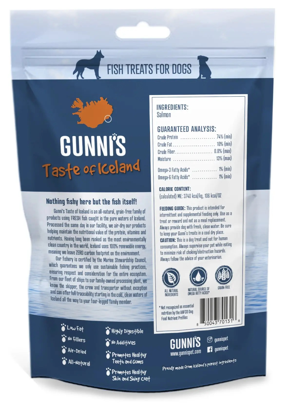 Gunni's Taste of Iceland Salmon Skin Shorties 2.5oz