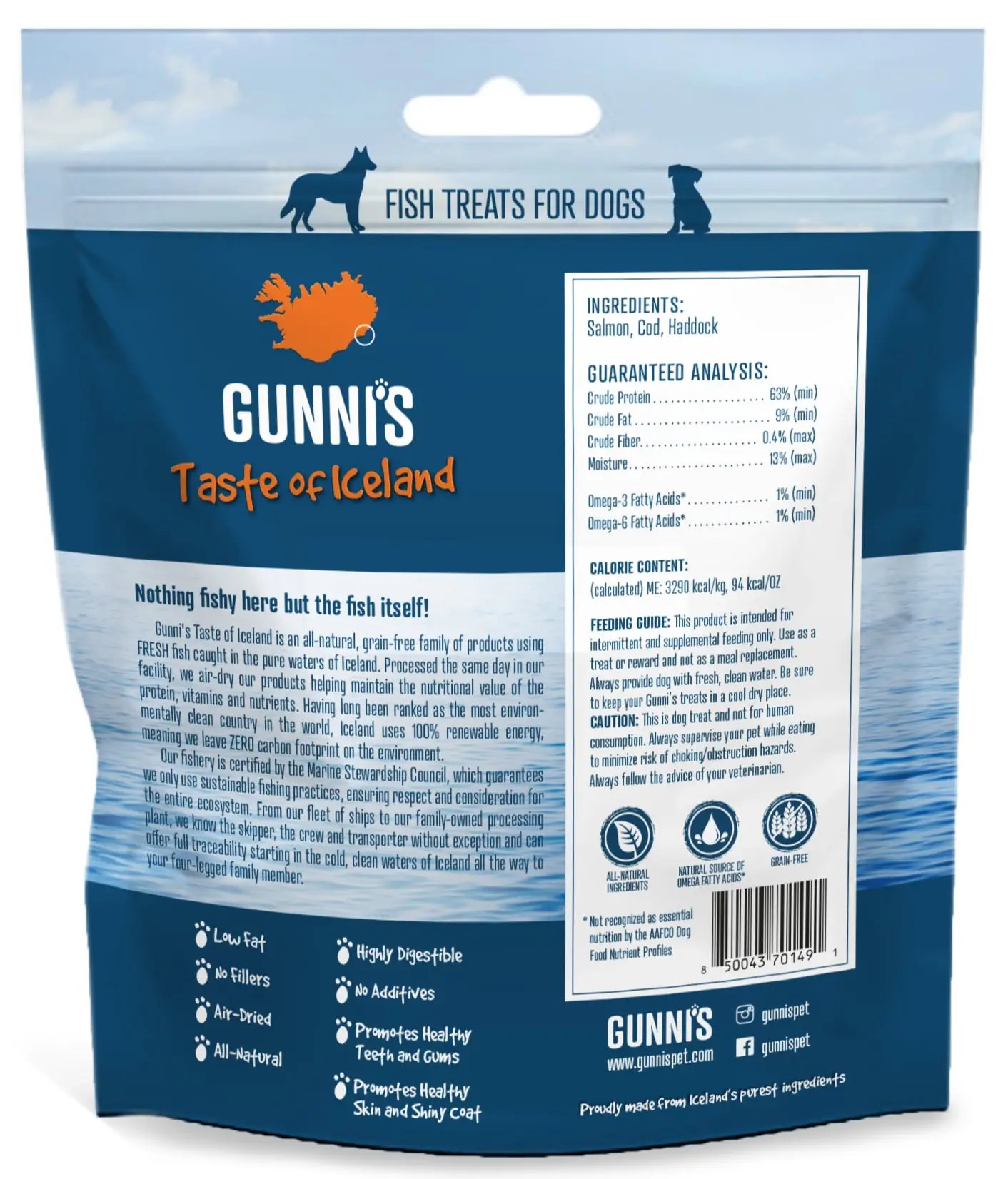 Gunni's Taste of Iceland Salmon Wafers Dog Treats 5oz