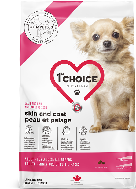 1st Choice Adult Skin and Coat Toy and Small Breed Lamb Formula Dog Dry Food