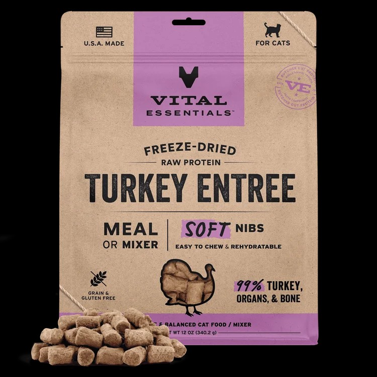 Vital Essentials Freeze-Dried Turkey Entree Soft Nibs Cat Food