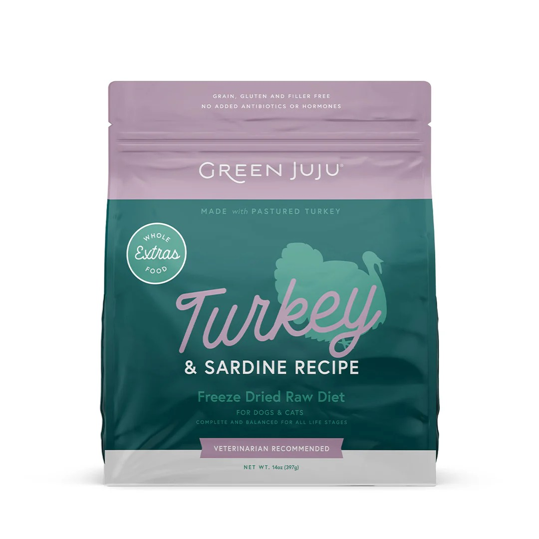 Green Juju Turkey & Sardine Recipe Freeze-Dried Raw Diet For Dogs & Cats
