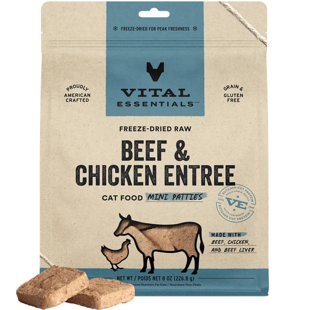 Vital Essentials Beef & Chicken Mini Patties Freeze-Dried Cat food