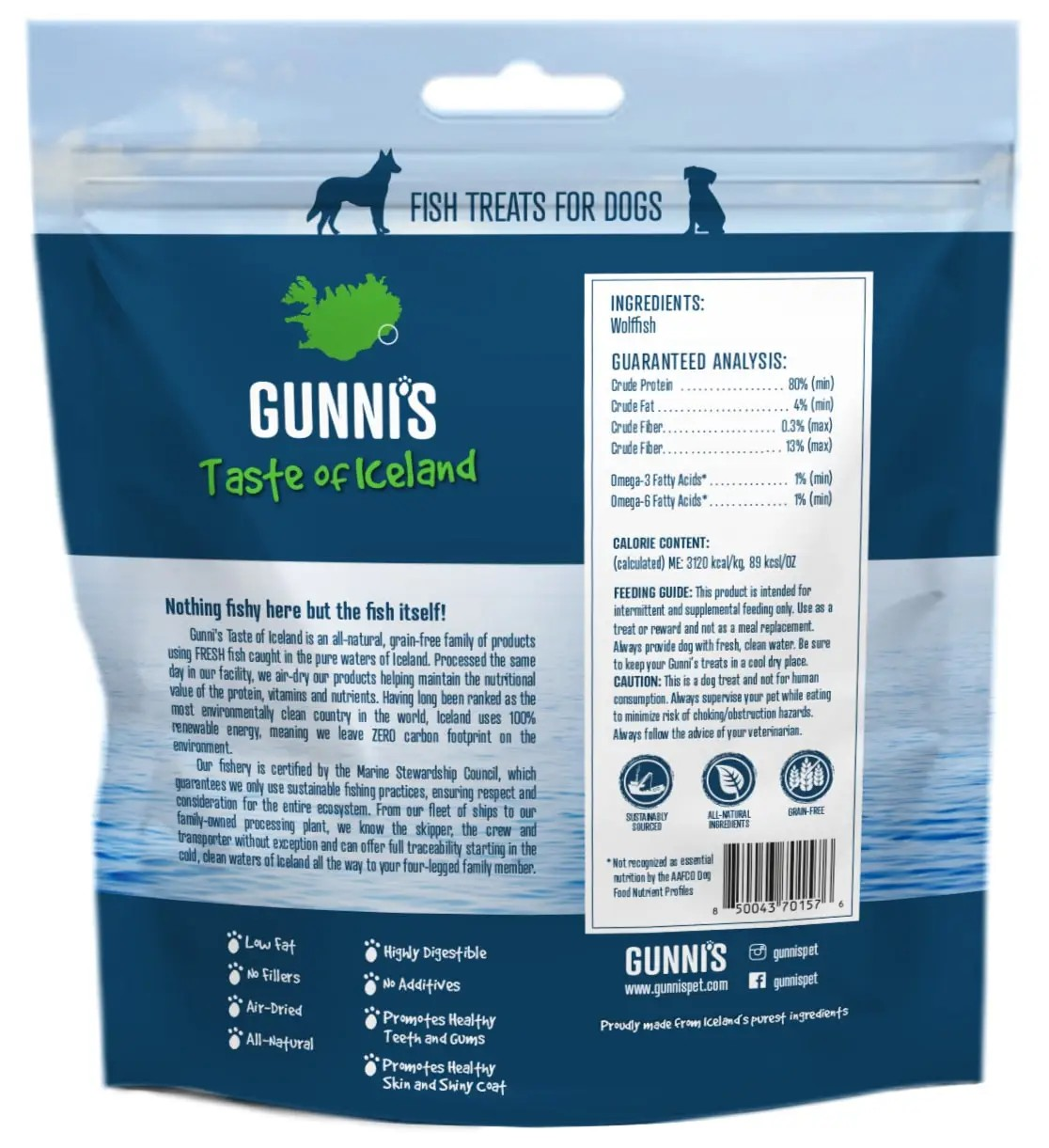 Gunni's Taste of Iceland Wolffish Baby Bites 2.5oz