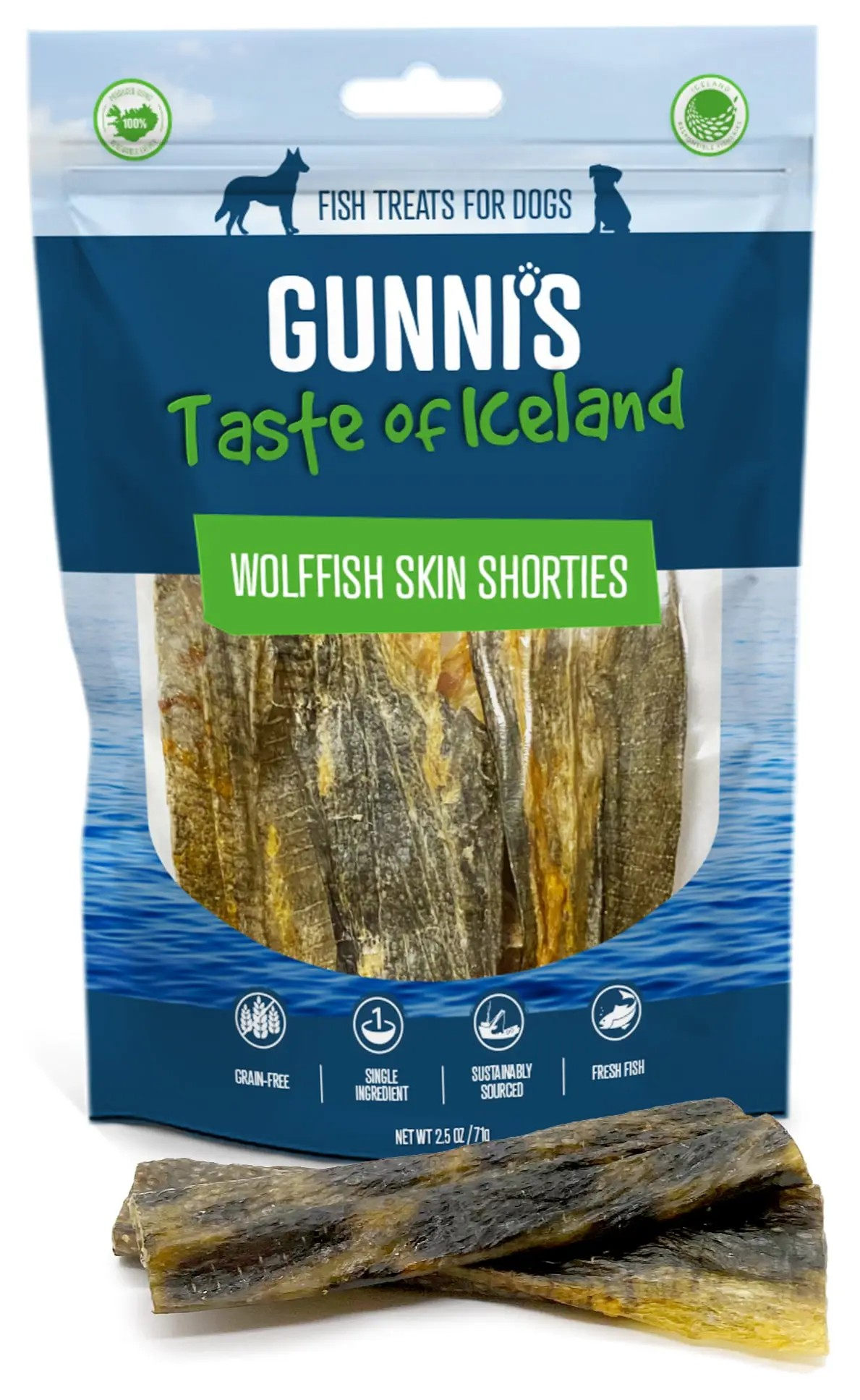 Gunni's Taste of Iceland Wolffish Skin Shorties 2.5oz