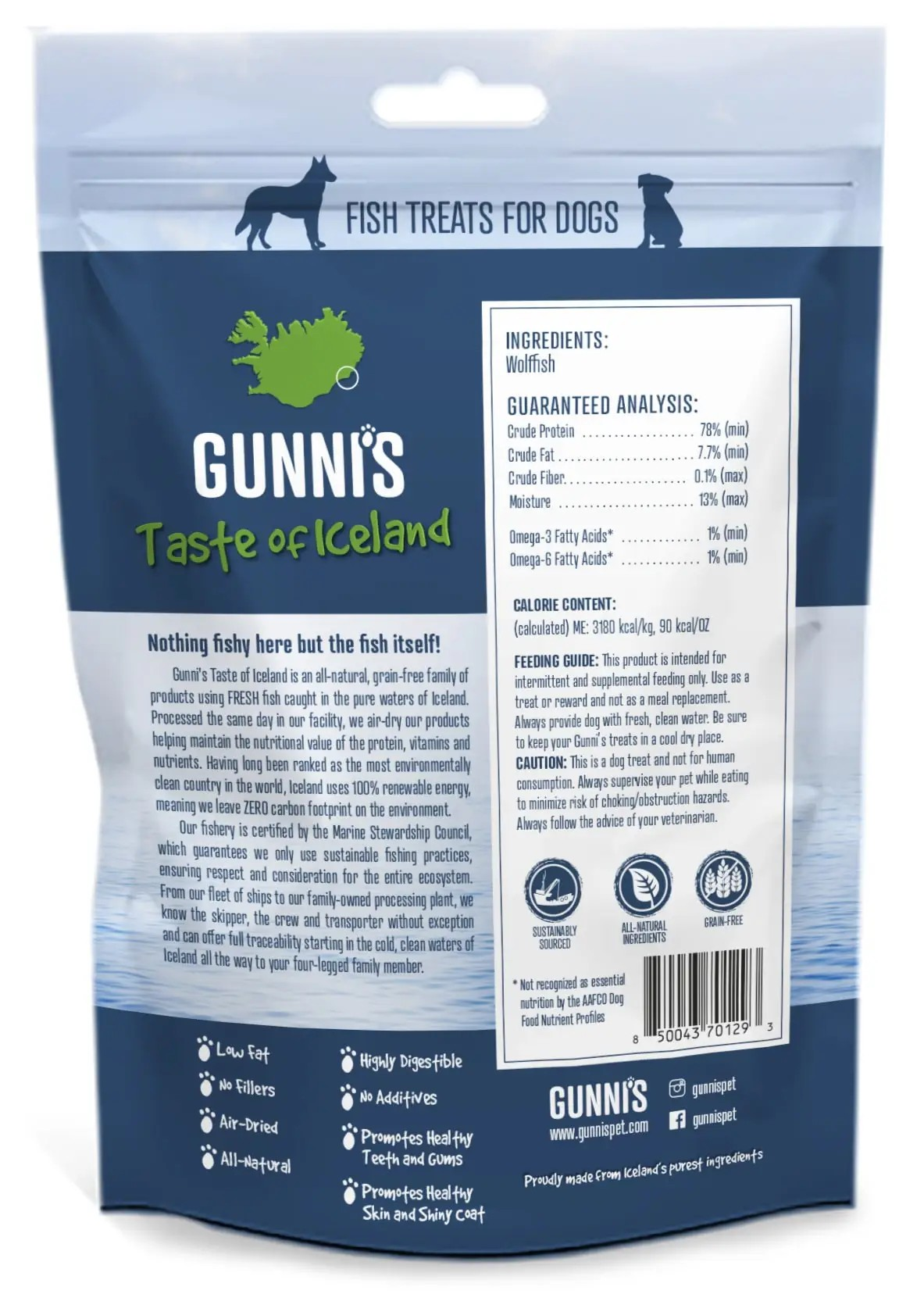 Gunni's Taste of Iceland Wolffish Skin Shorties 2.5oz