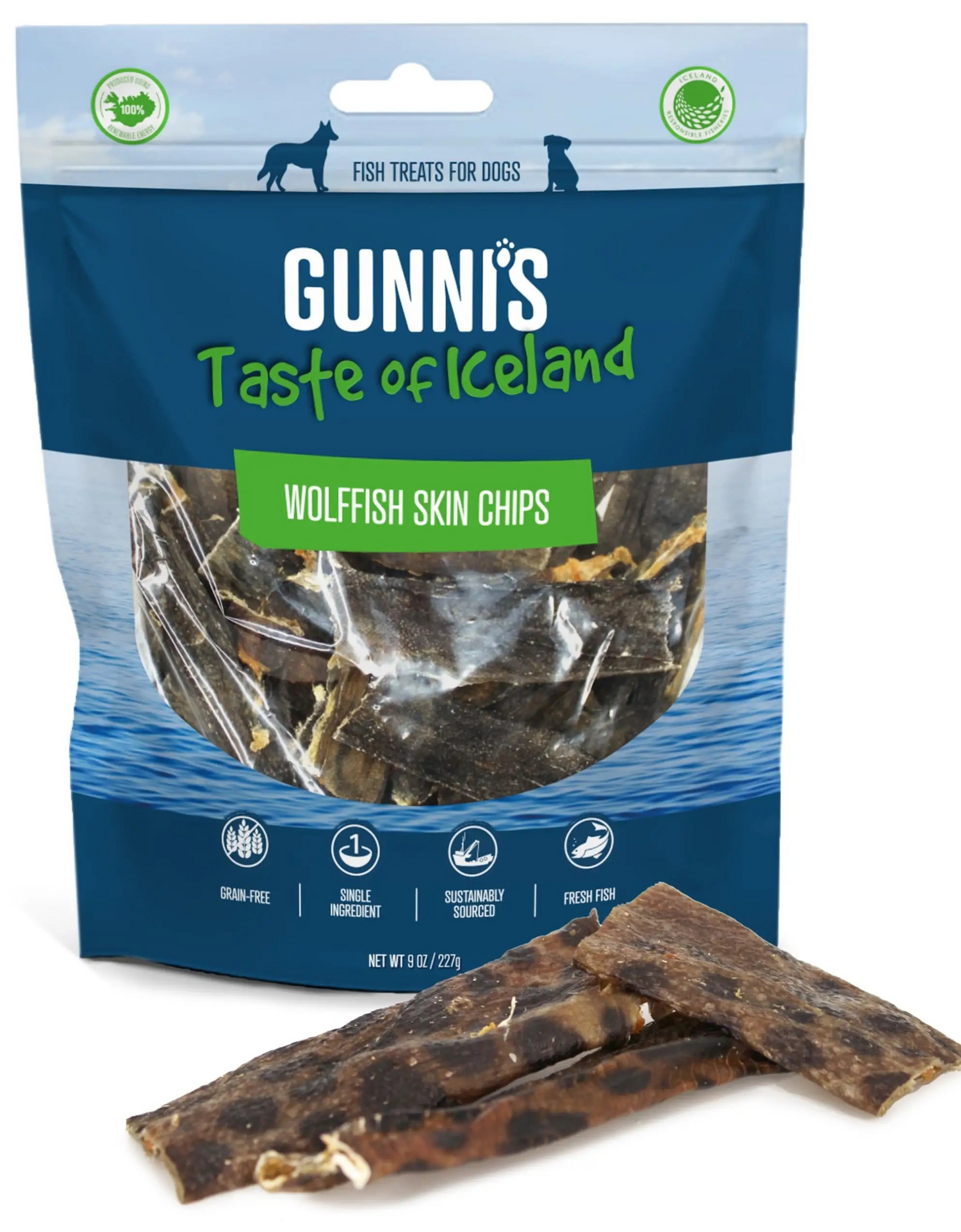 Gunni's Taste of Iceland Wolffish Skin Chips 9oz