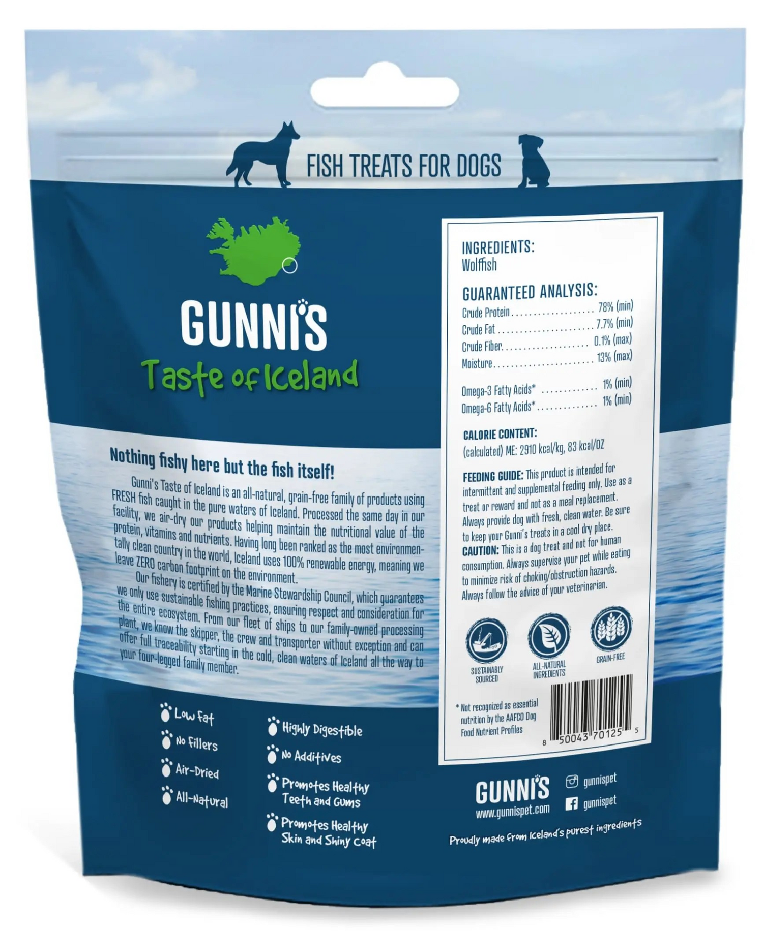Gunni's Taste of Iceland Wolffish Skin Chips 9oz