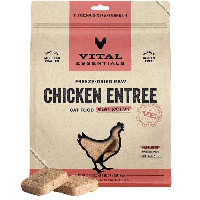 Vital Essentials Chicken Mini Patties Freeze-Dried Cat Food