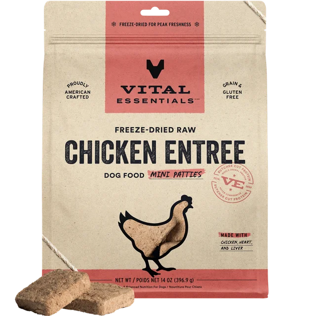 Vital Essentials Chicken Mini Patties Freeze-Dried Dog Food