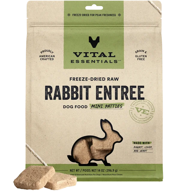 Vital Essentials Rabbit Mini Patties Freeze-Dried Dog Food