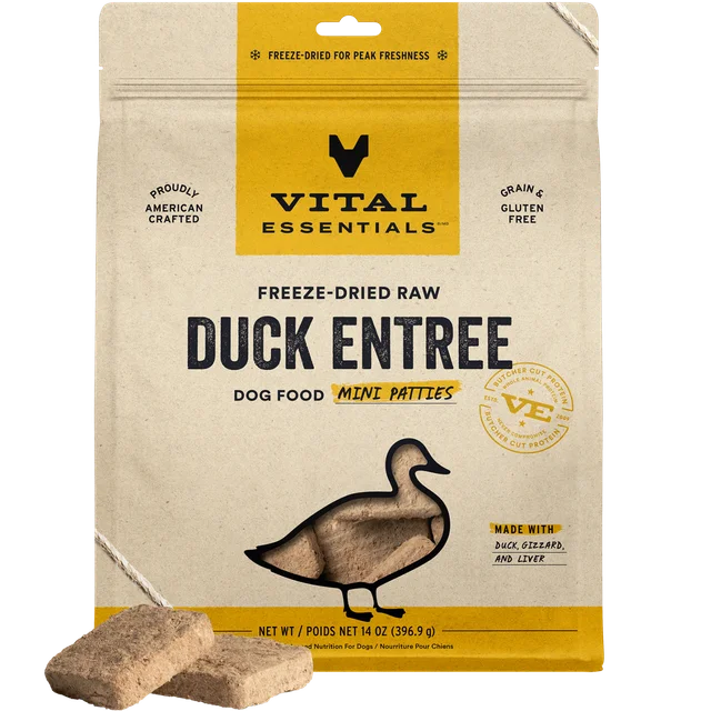 Vital Essentials Duck Mini Patties Freeze-Dried Dog Food